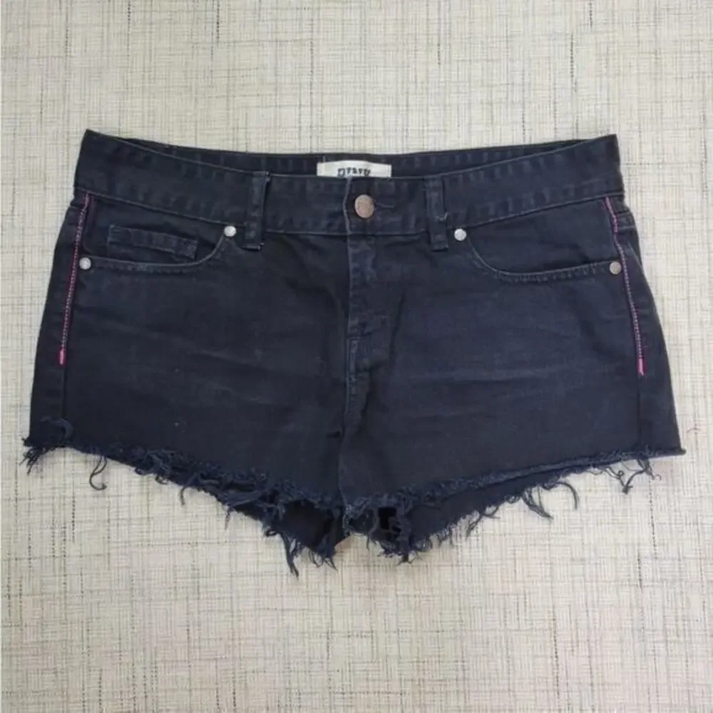 Pink Victoria's Secret Cutoff Raw Hem Black Shorts 4‎